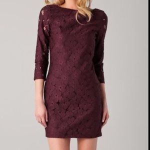 Diane von Furstenberg Aubergine Sarita Lace Dress Cocktail Burgundy Floral Sz 6